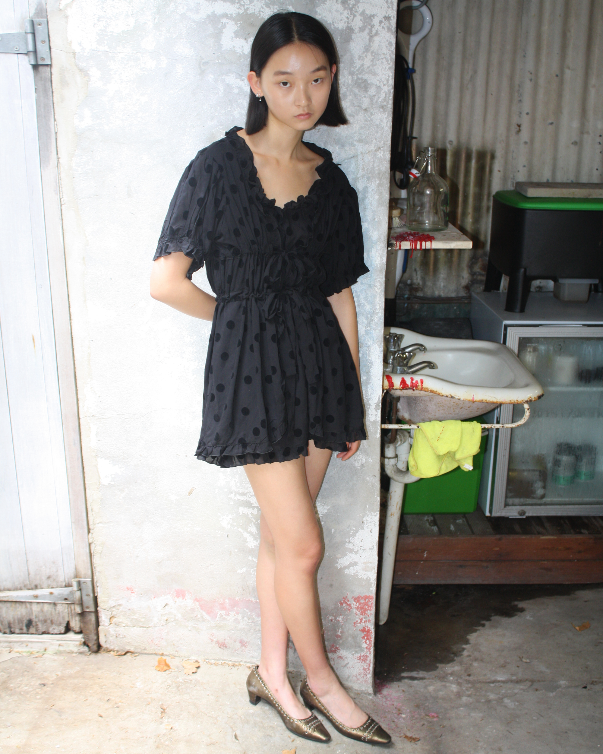 Black Polka Dot Baby Doll Dress