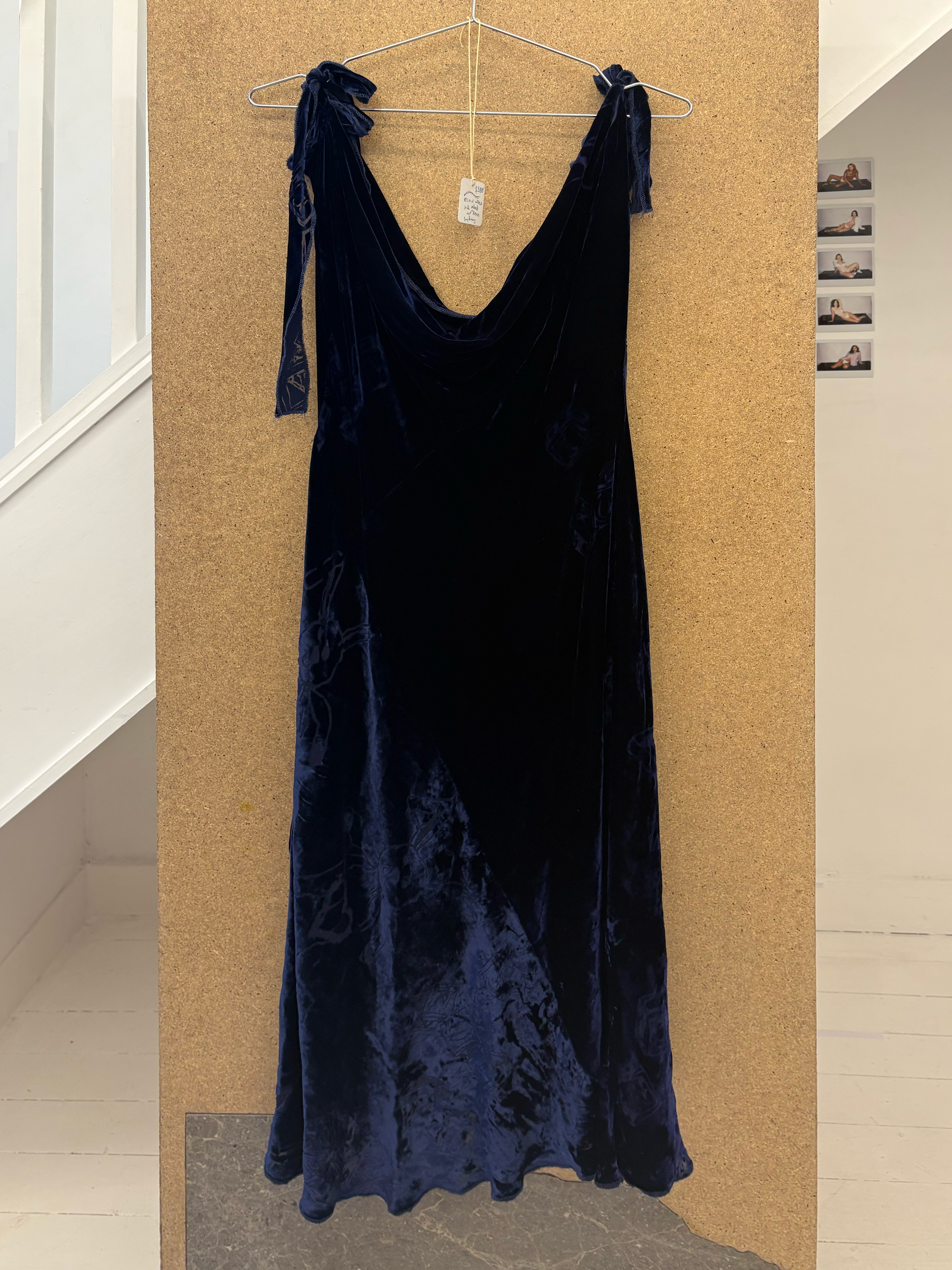 Bias Cut Bunny Dress in blue devore silk velvet