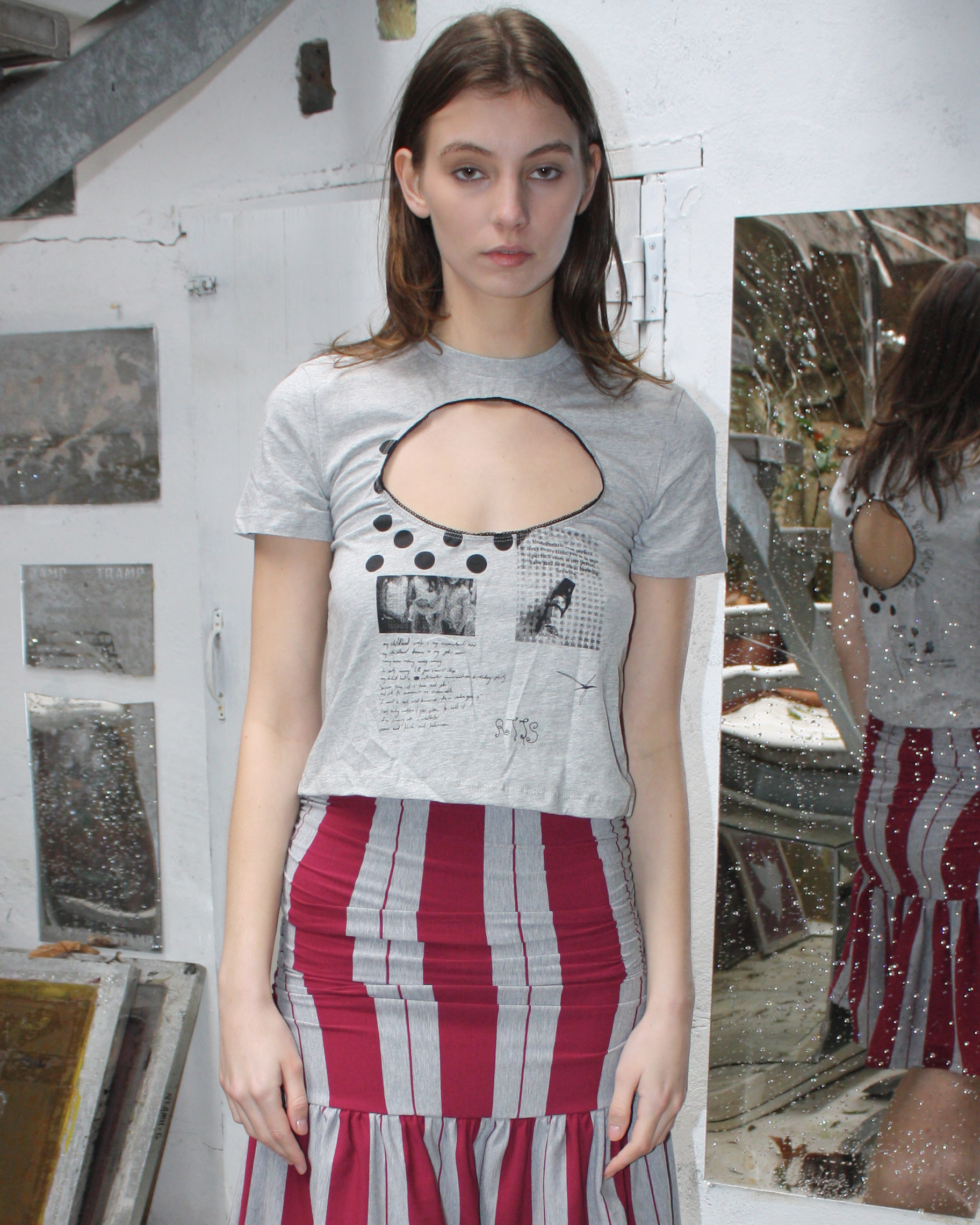 Logo removal baby tee in grey heather