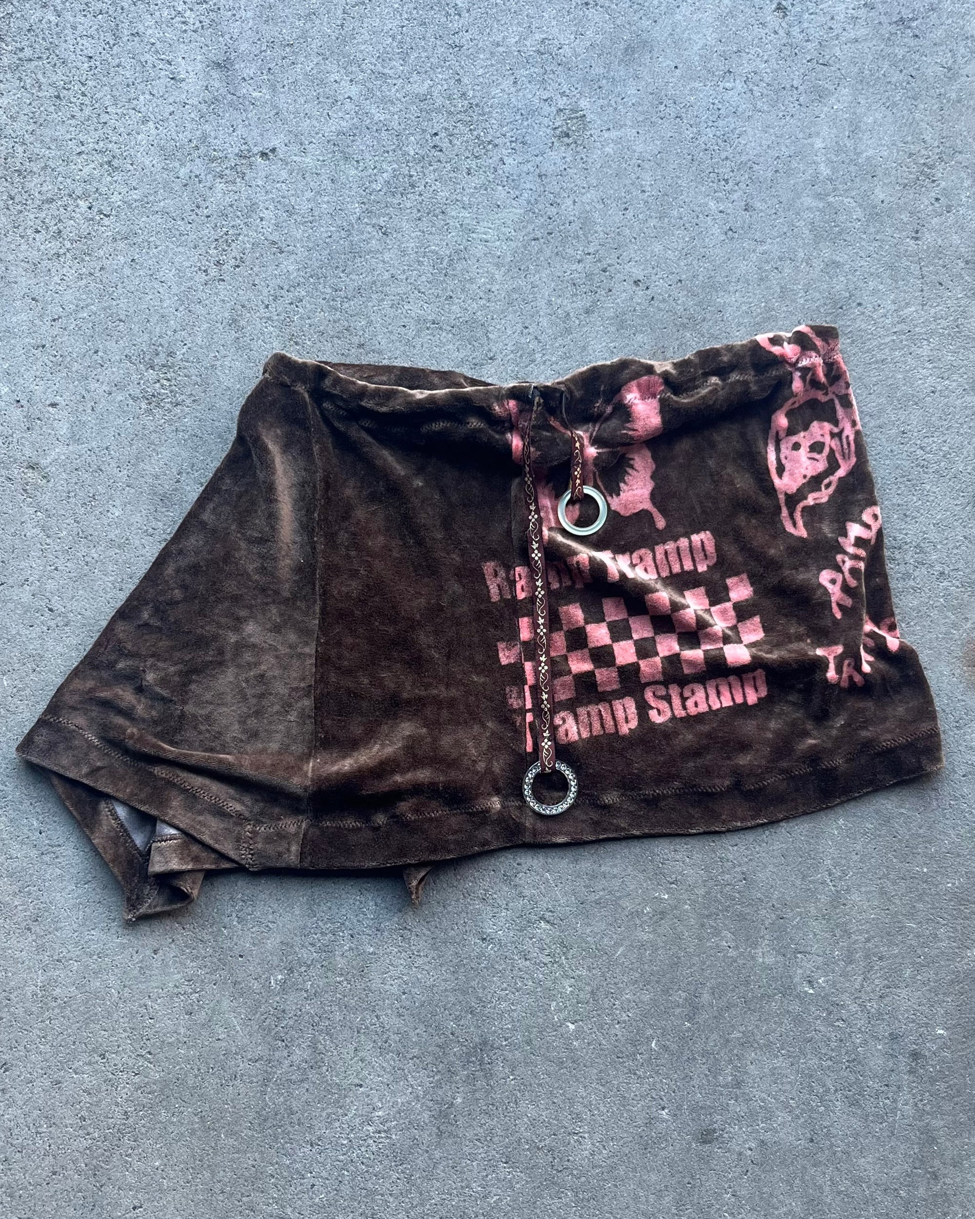 Yummy Mummy Asymmetrical Patchwork Mini Skirt in teddy velour